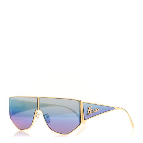 FENDI Metal Disco Geometric Sunglasses FE 40051/U Gold Blue .